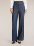High-waisted palazzo jeans in denim with pleat image number 2