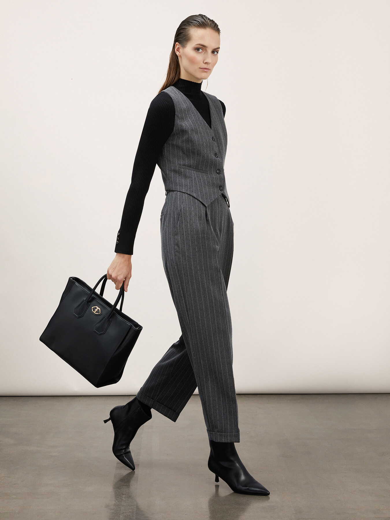 Pinstripe waistcoat with crystals image number 0