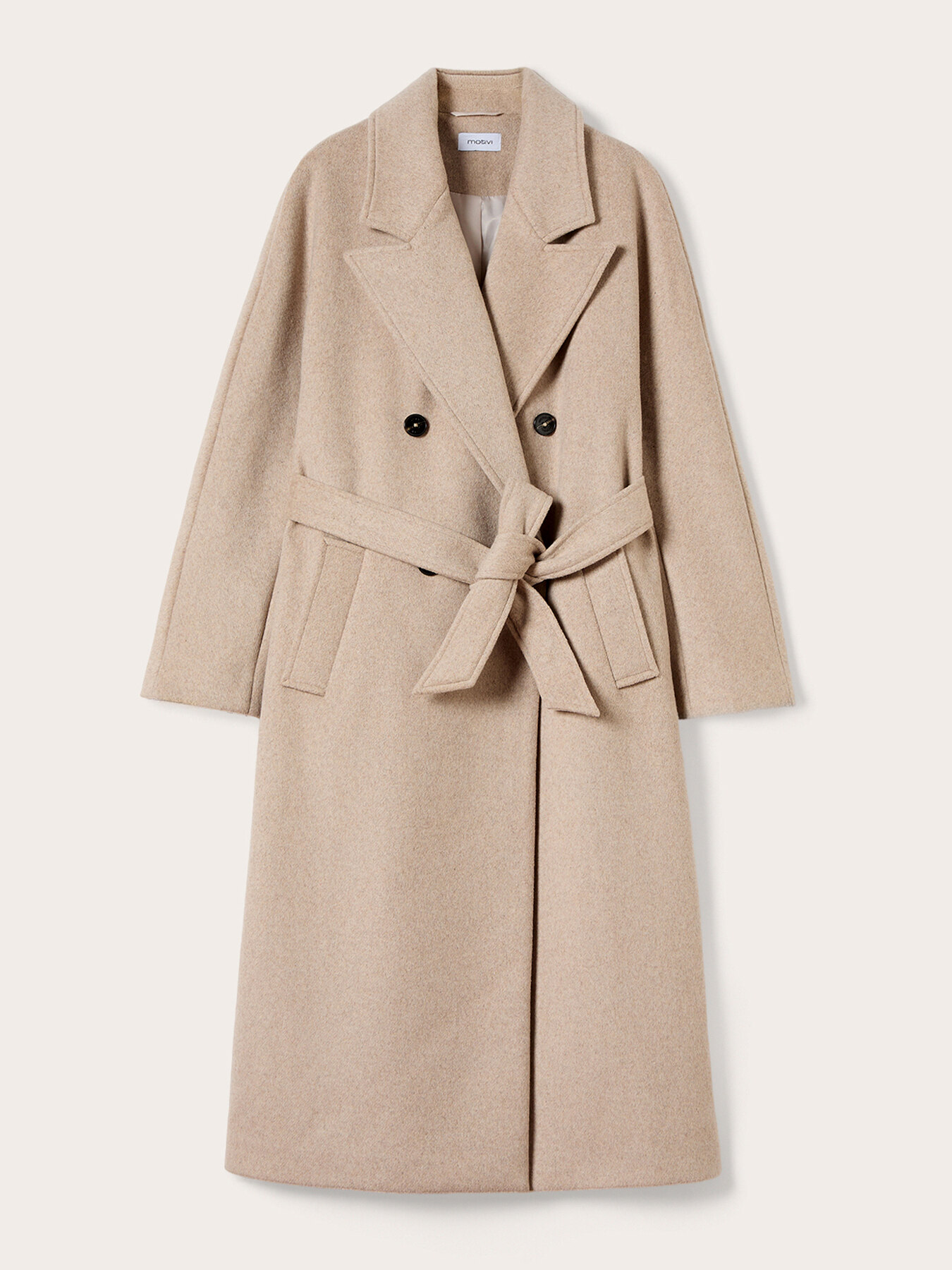 Belted coat in wool-blend drap image number 4
