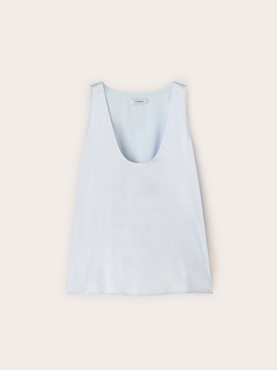 Top aus Satin mit breiten Schultern