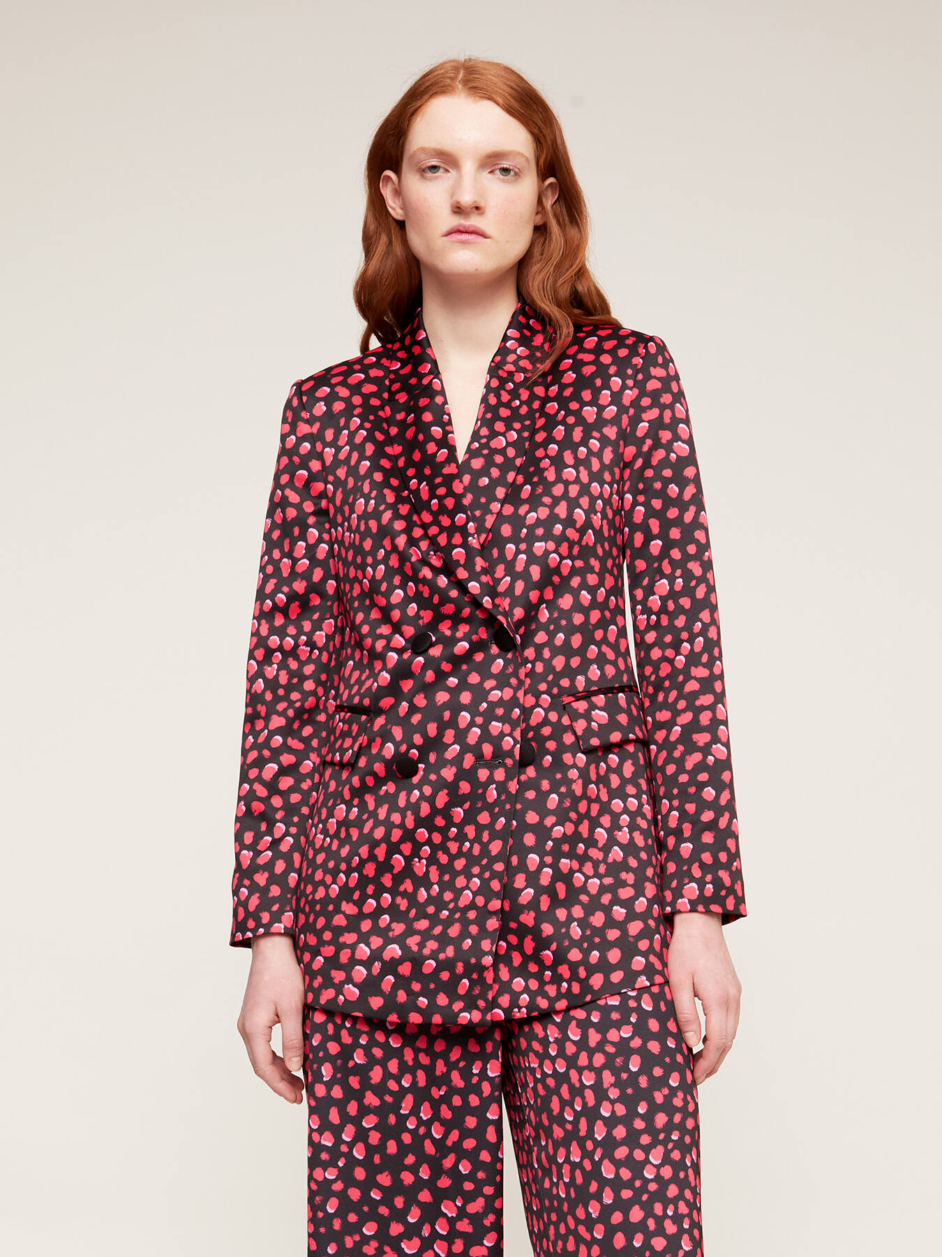 Oversized double-breasted leopard pattern blazer image number 0