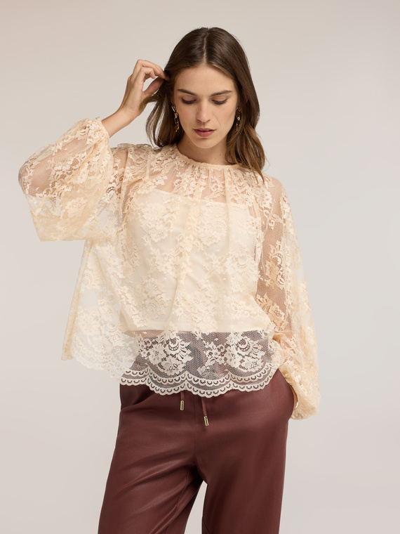 Blouse en dentelle avec manches raglan