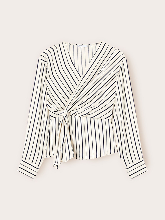 Striped blouse with knot pattern