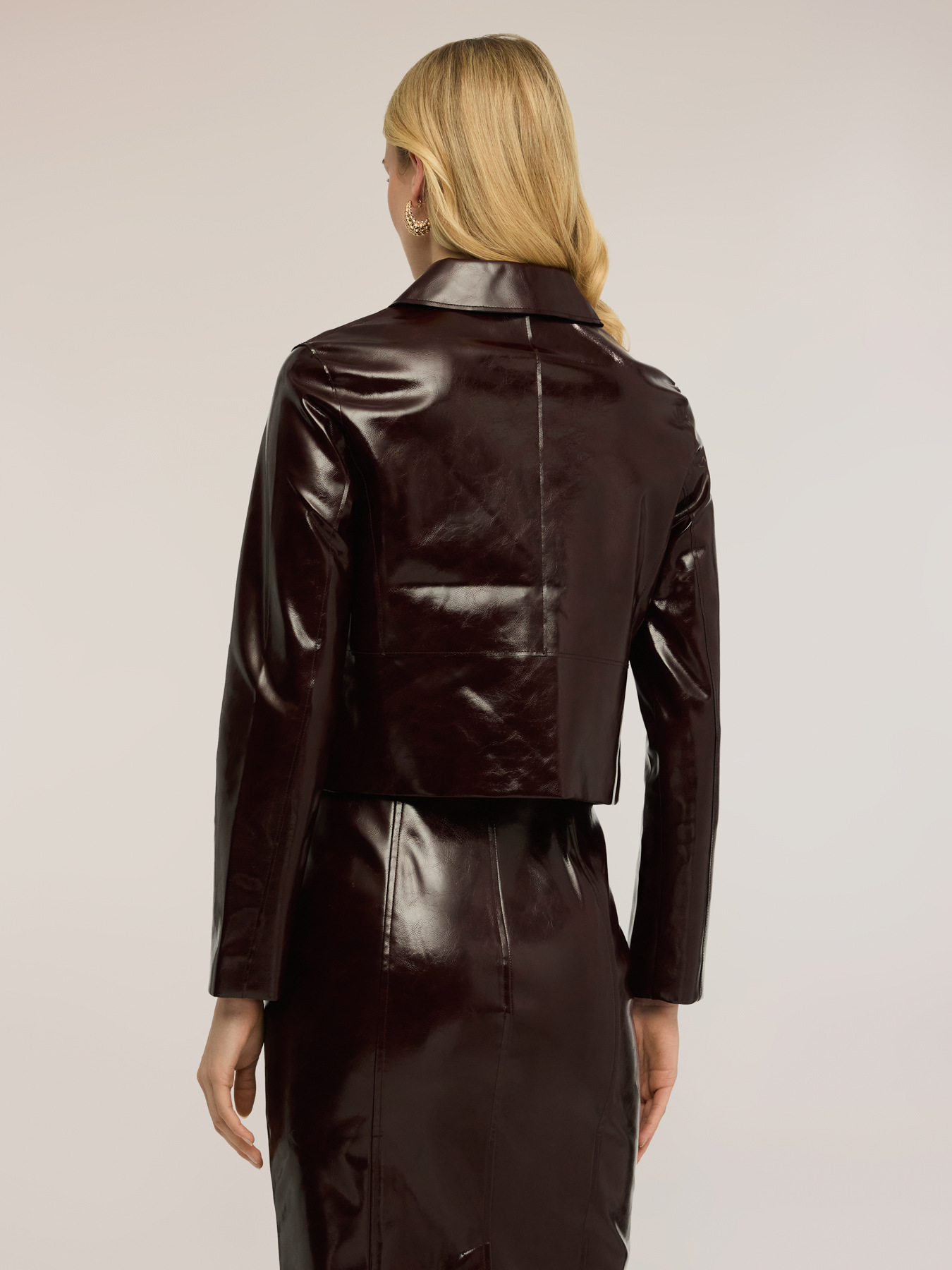 Short jacket in shiny fabric image number 1