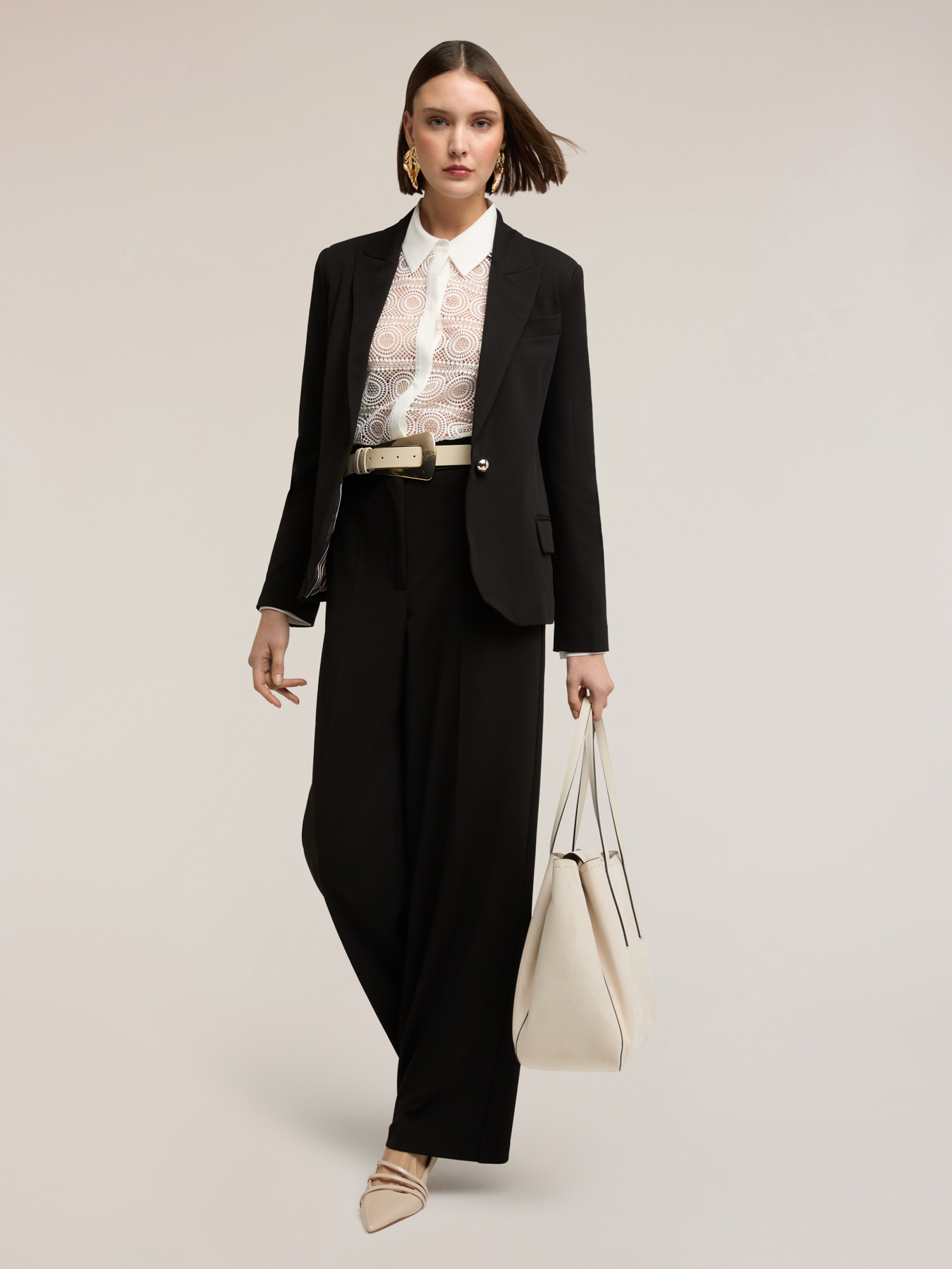 Single-breasted blazer with striped inner lining image number 3
