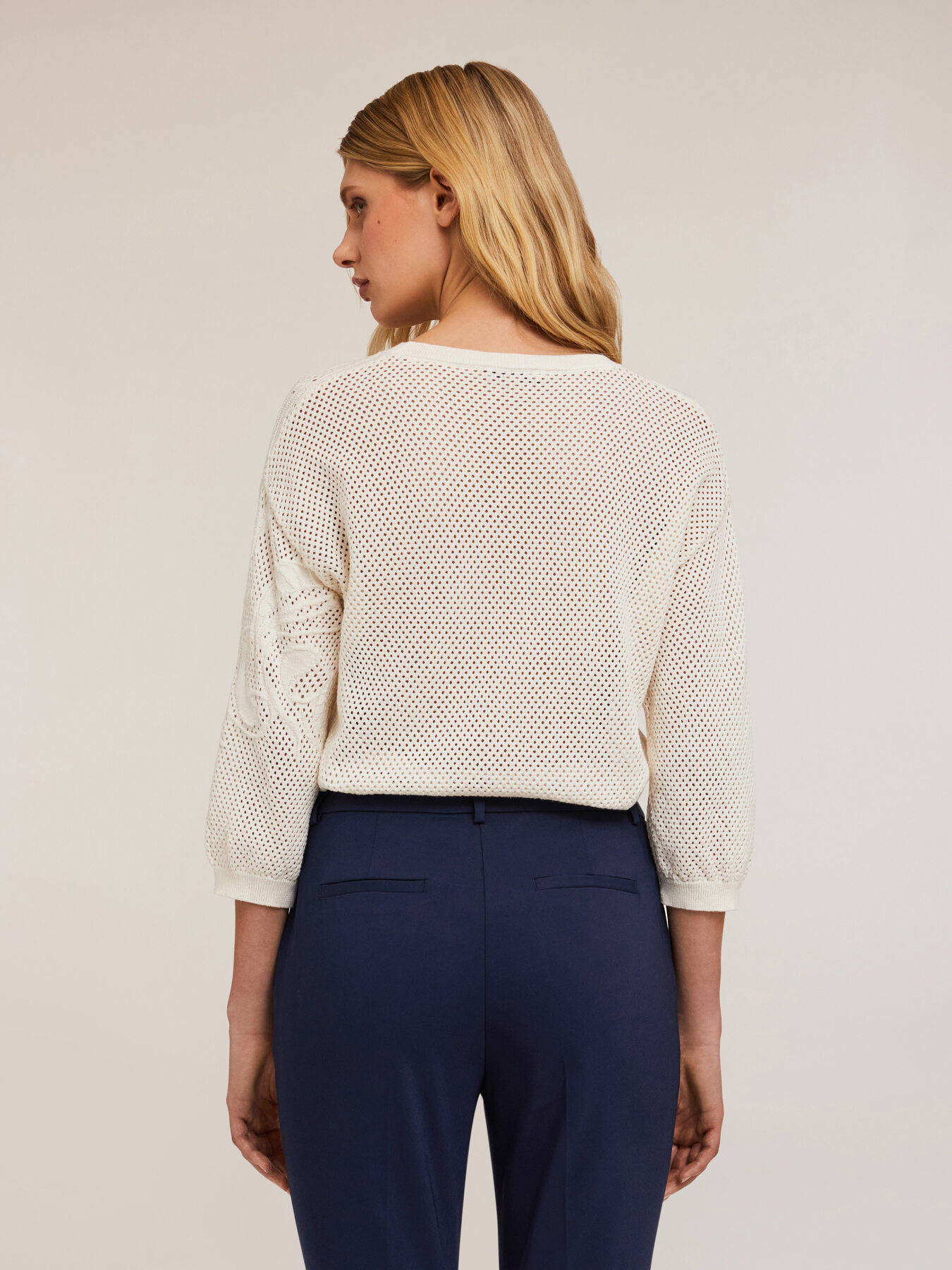 Openwork sweater with jacquard design image number 1