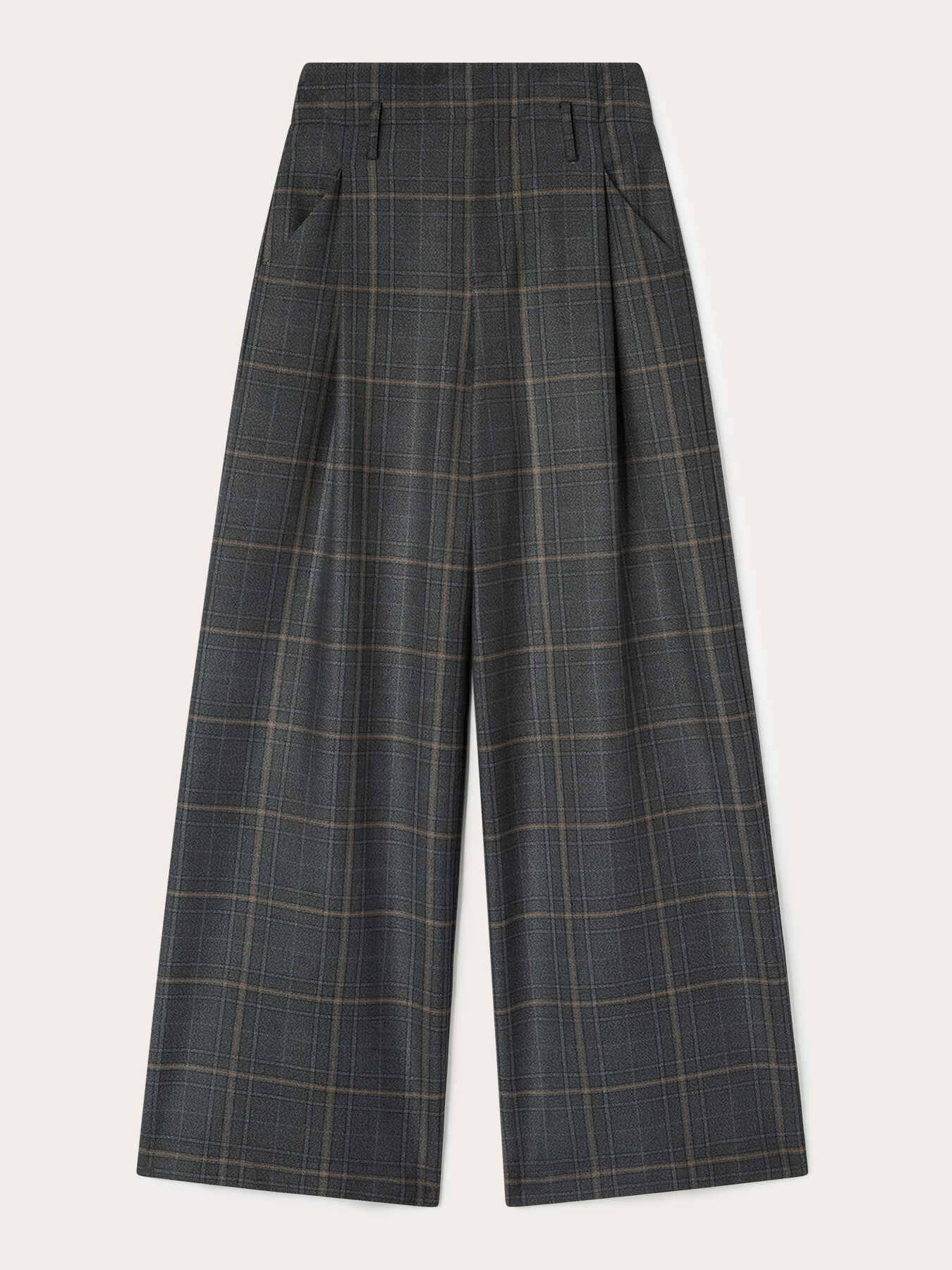 High-waisted palazzo pants with check pattern image number 4
