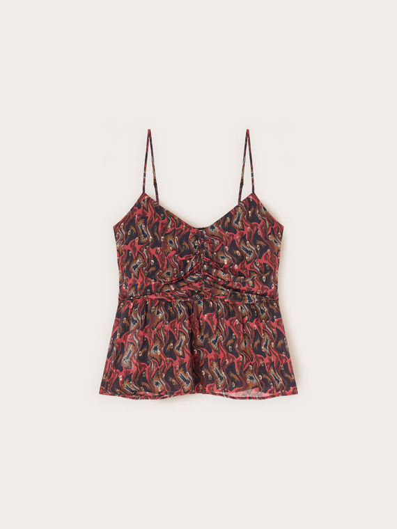 Peplum top in fil coup&eacute; georgette with print