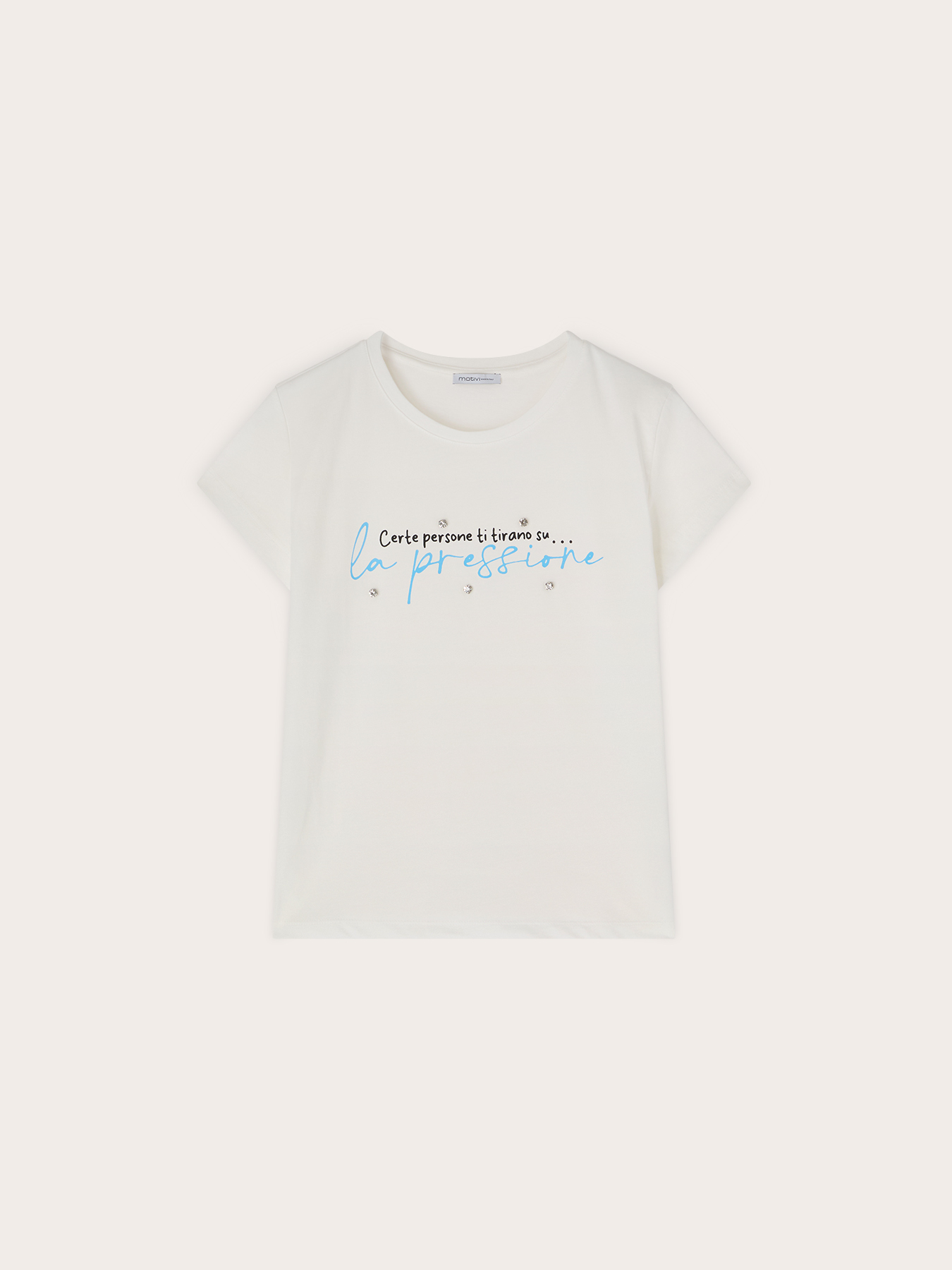 T-shirt with lettering and stone embroidery image number 0