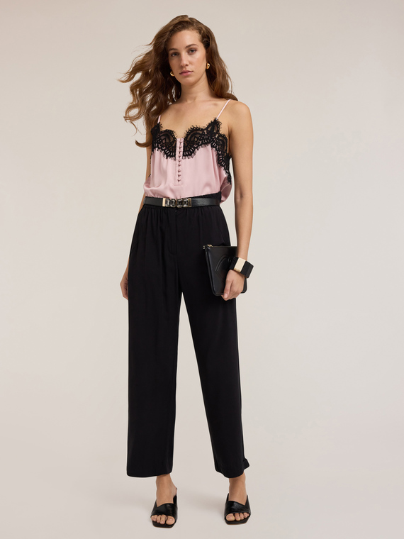 Motivi Pantaloni fluidi con fondo regolabile Donna, Nero, Taglia XS