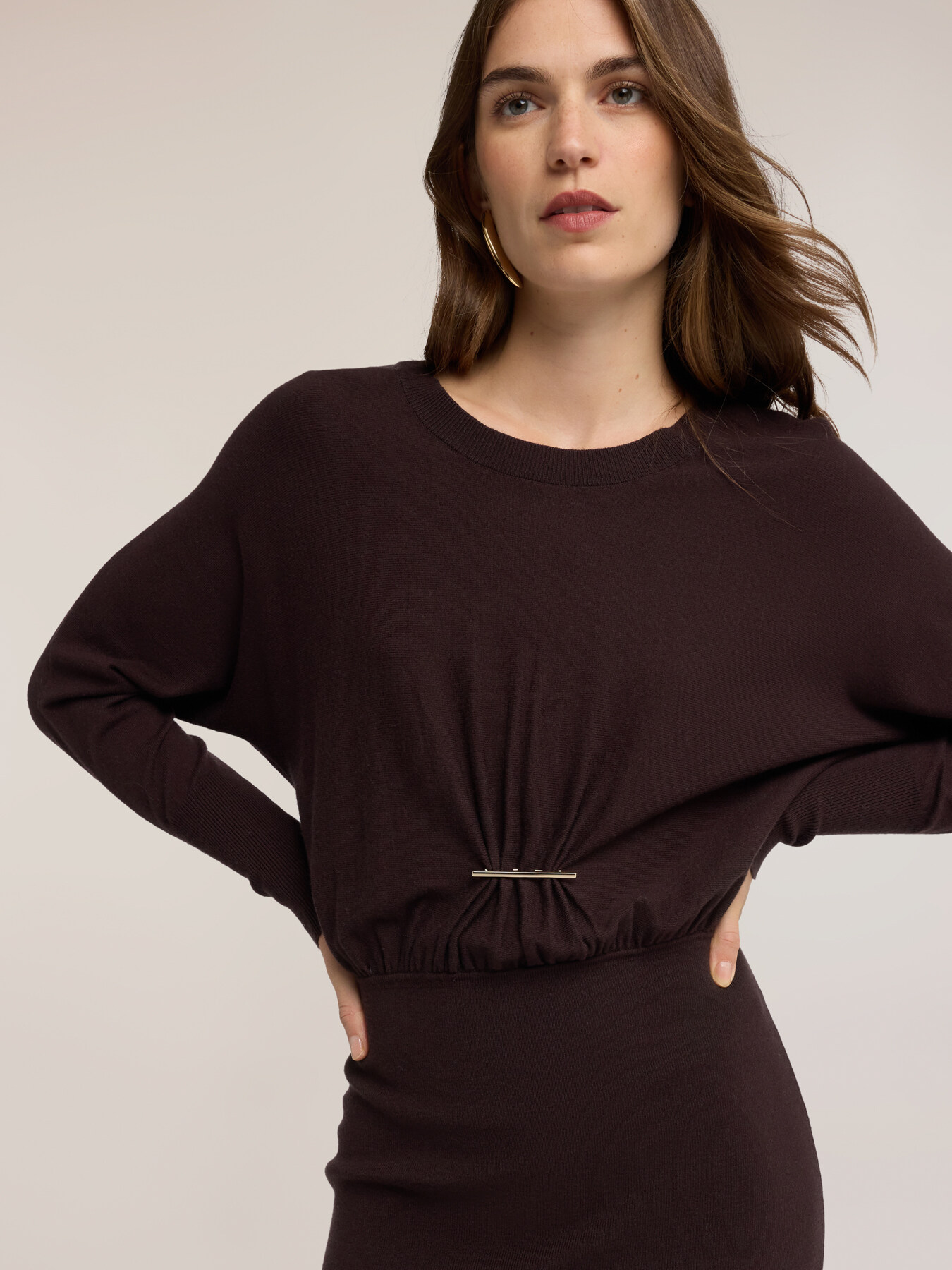 Draped knit sheath dress image number 3
