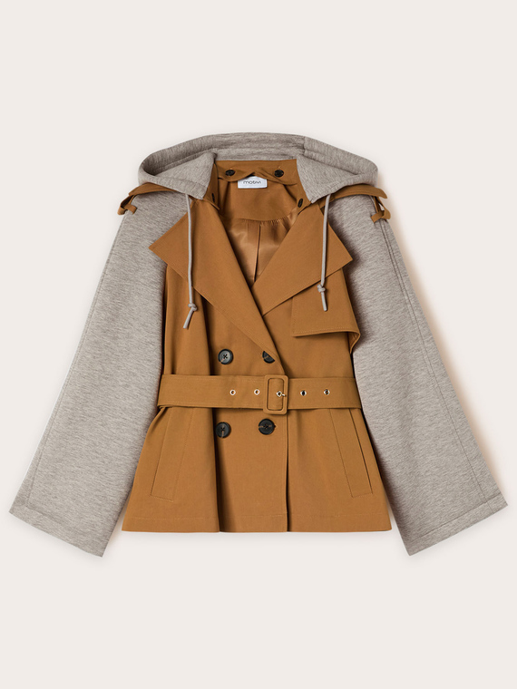 Trench coat with scuba inserts