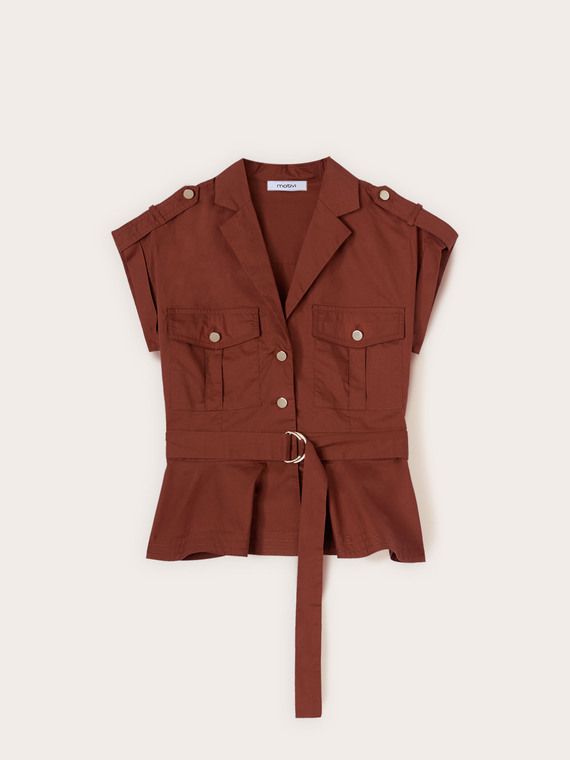 Camicia in popeline con tasche