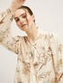 Floral patterned blouse with bow image number 2