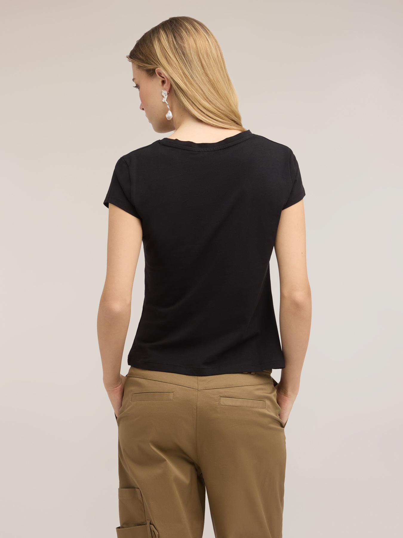T-shirt with asymmetric side draping image number 1