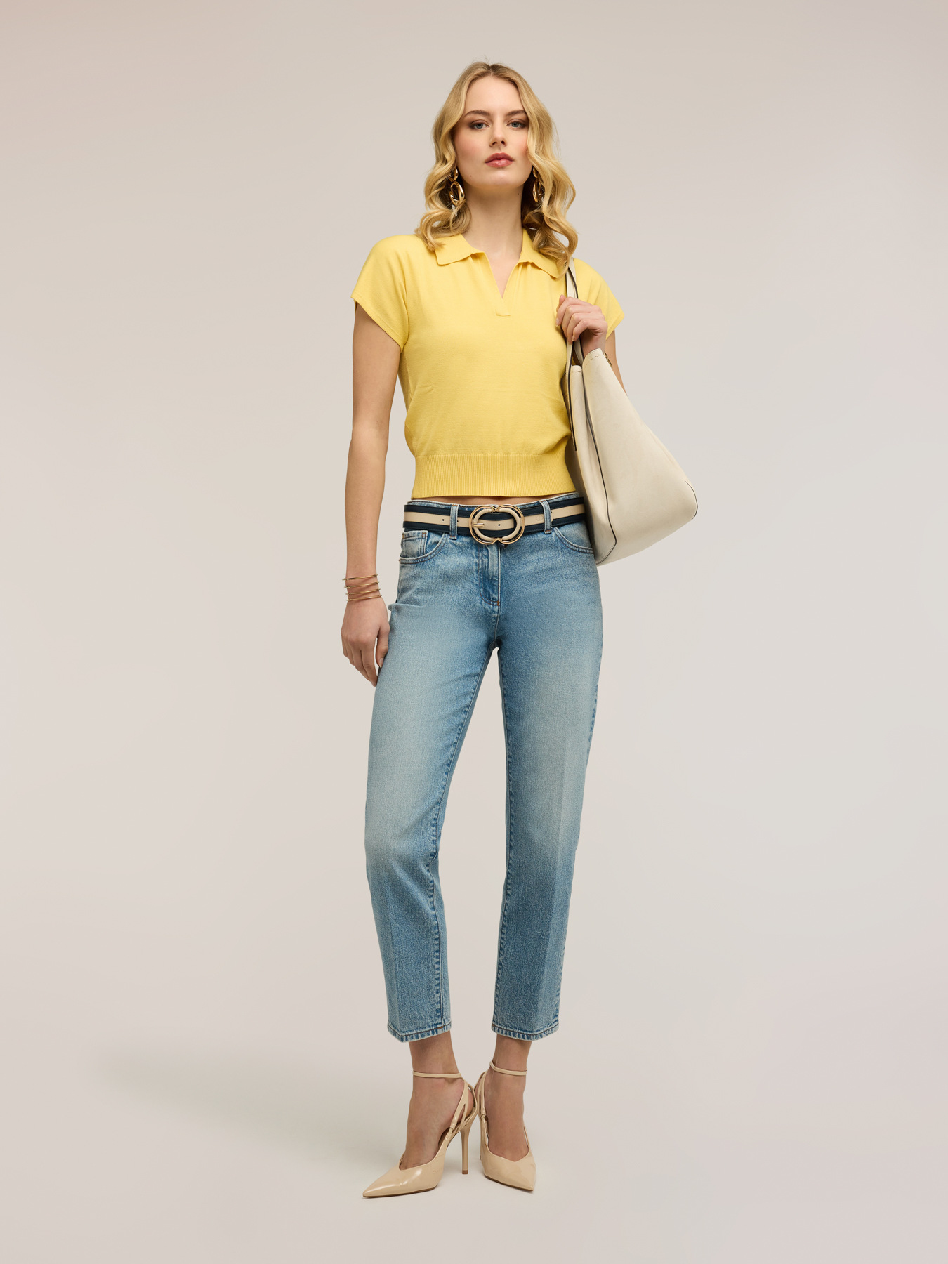 Viscose blend knit polo image number 3