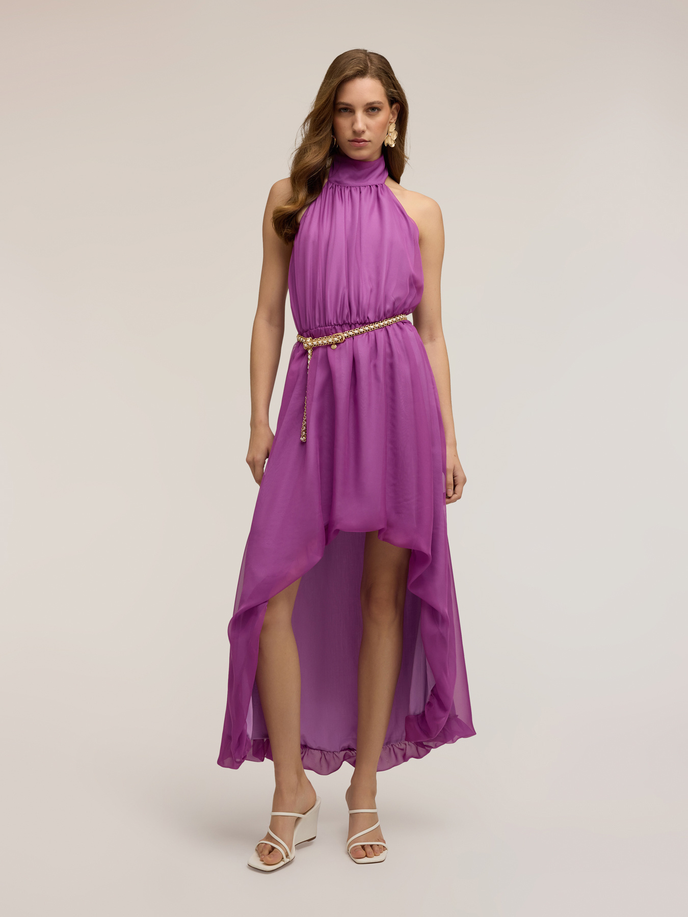 Asymmetric long dress with open back image number 0