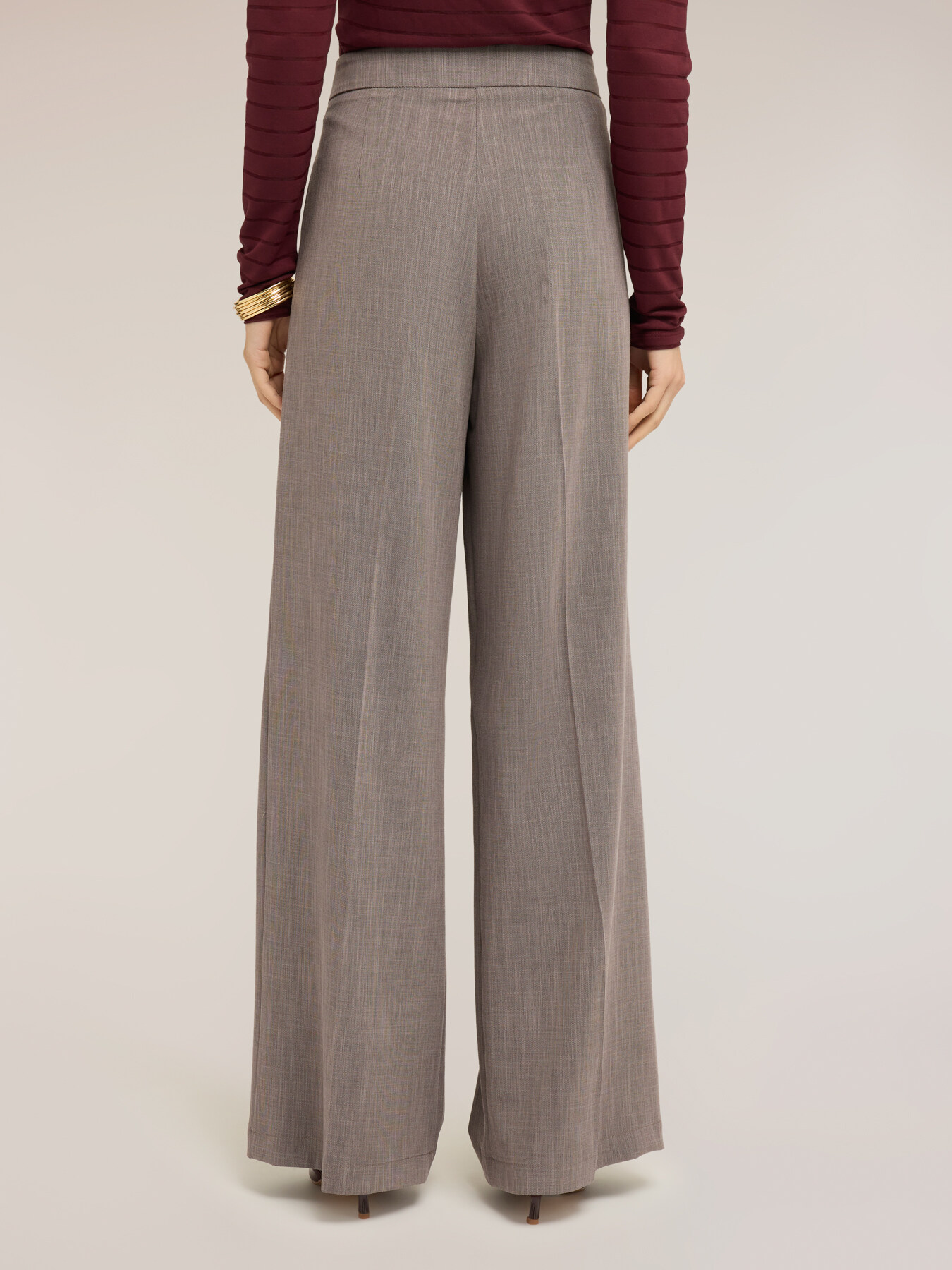 Palazzo pants in yarn-dyed fabric image number 2