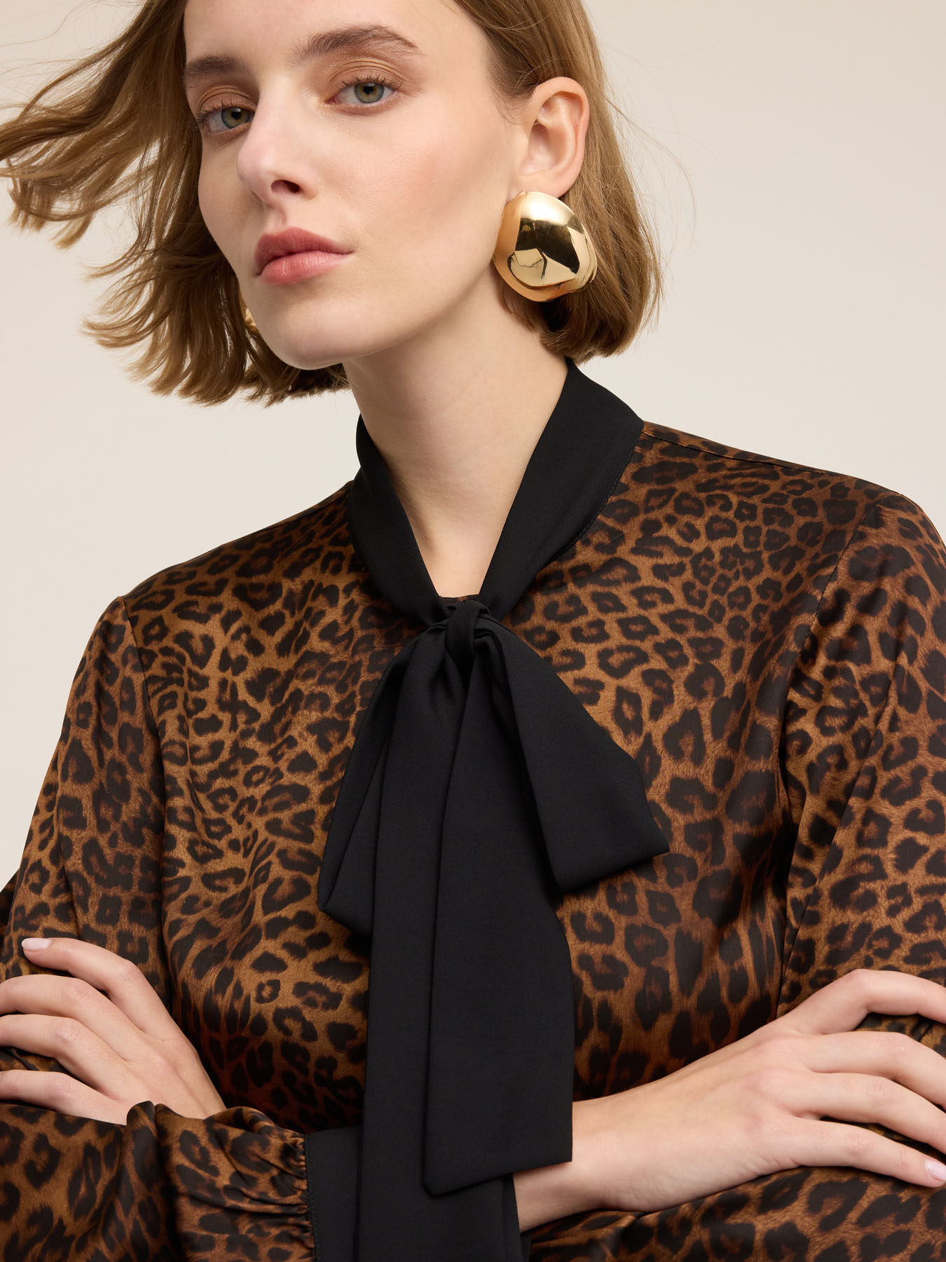 Animal print satin shirt image number 2