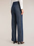 High-waisted palazzo jeans in denim with pleat image number 1