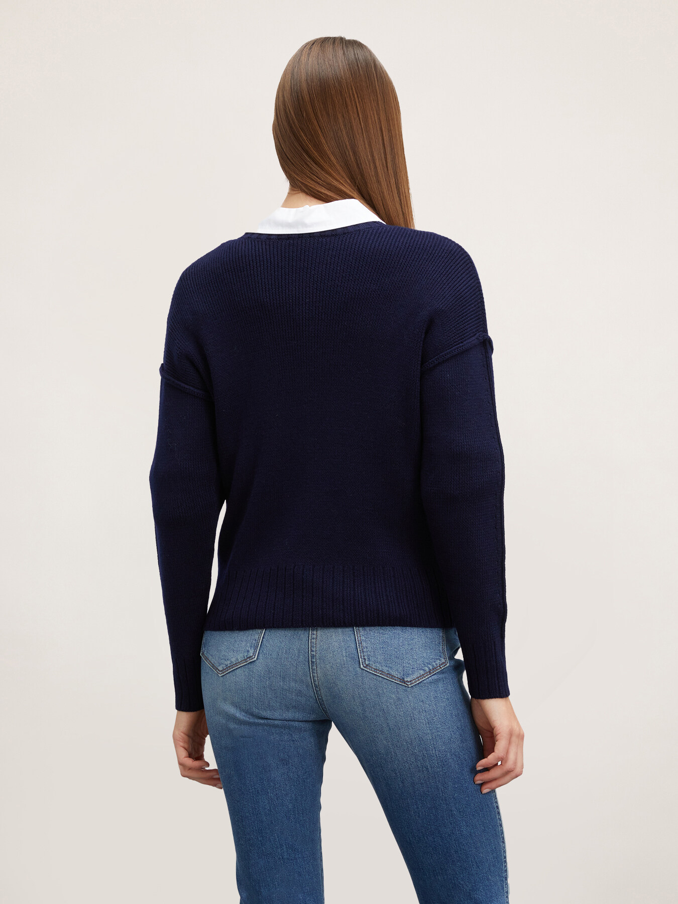 Pull en laine m&eacute;lang&eacute;e &agrave; motif pointelle image number 1