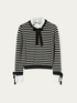 Striped sweater with collar and bow image number 3