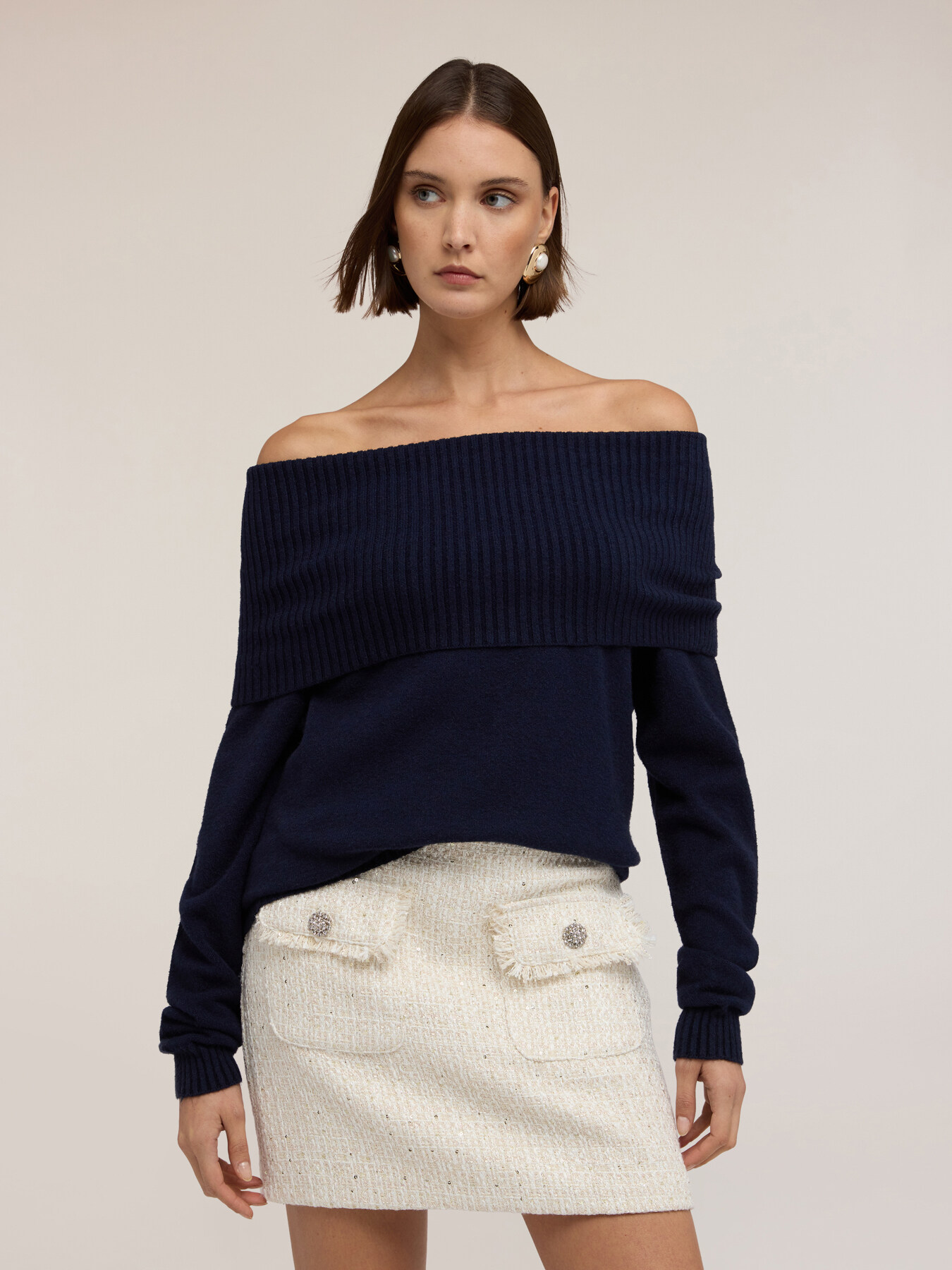 Bluză off-shoulder din amestec de viscoză image number 2