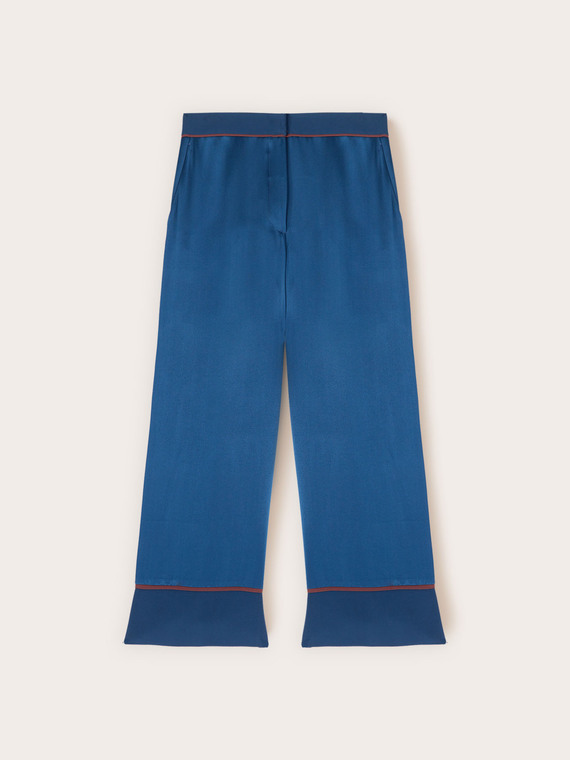 Cropped satin trousers with contrasting trim
