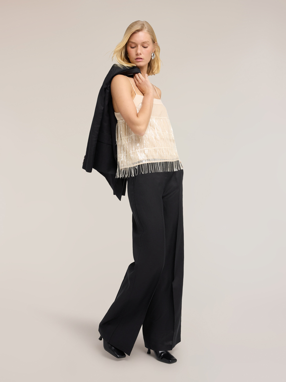 Tulle top with fringes