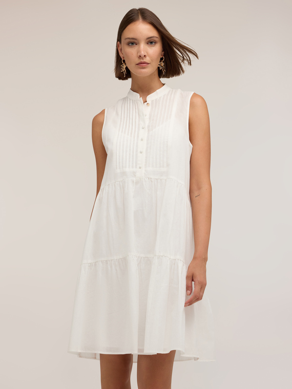 Vestito chemisier in voile con colletto coreano