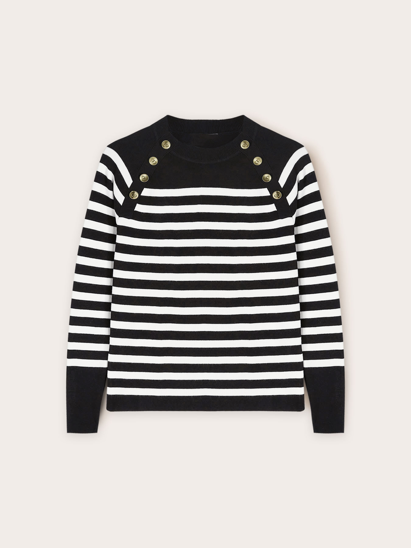 Striped button feature sweater image number 4