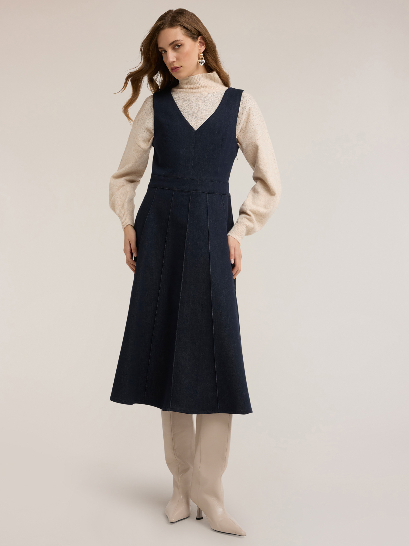 Denim midi dress image number 2