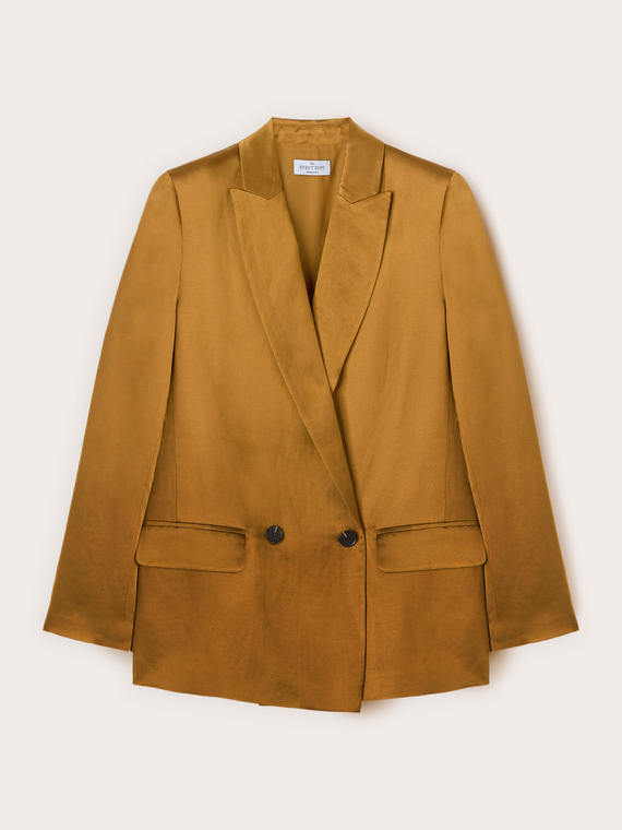 Double-breasted structured jacket in linen blend