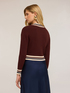Short knitted cardigan with striped edges image number 1
