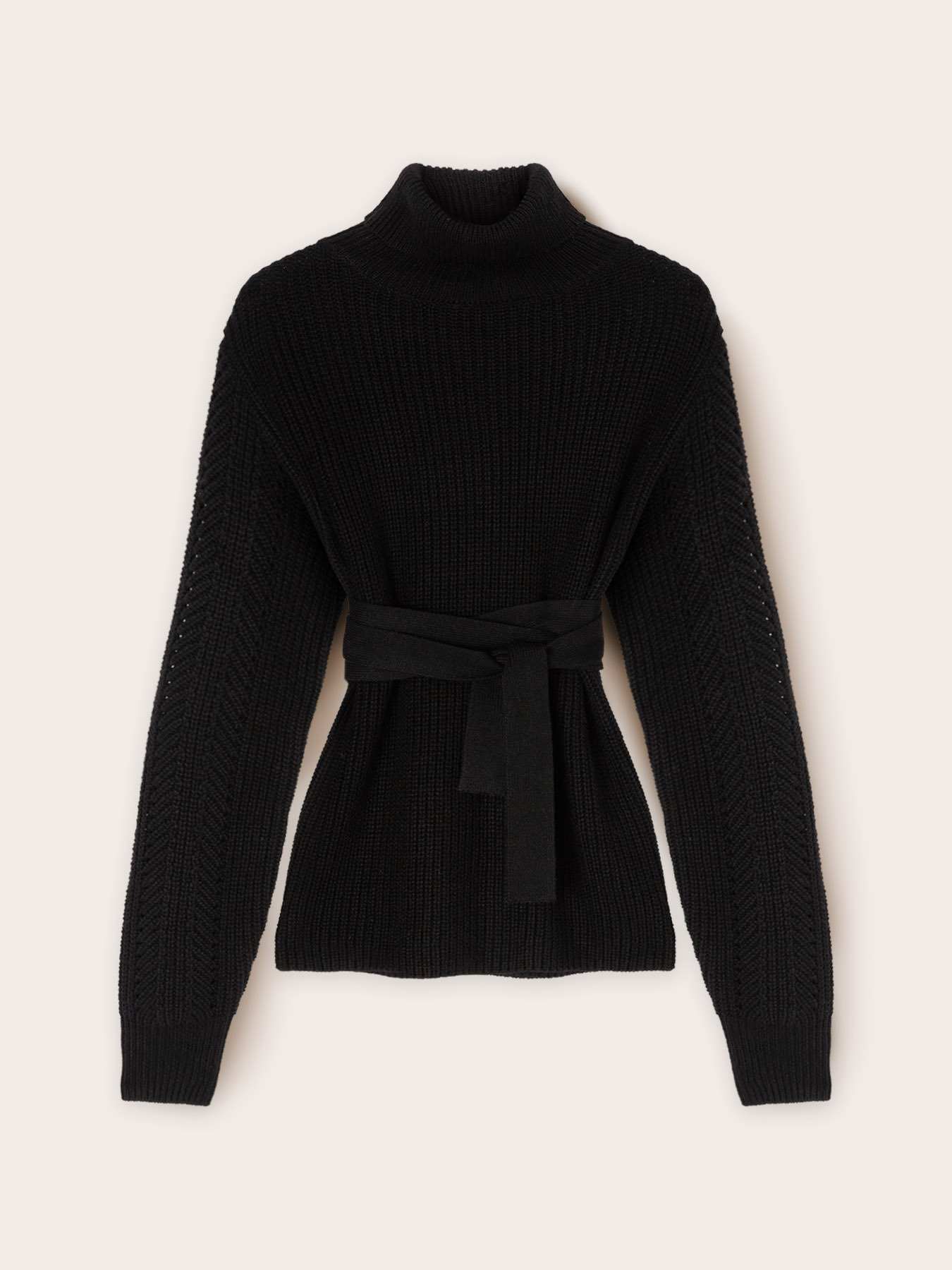 Rollkragenpullover mit G&uuml;rtel in der Taille image number 4