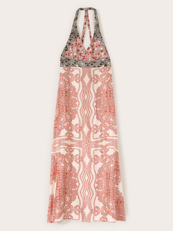 Long paisley print satin dress