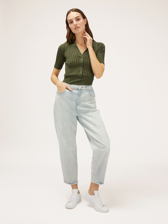 Balloon fit trousers with embroidery