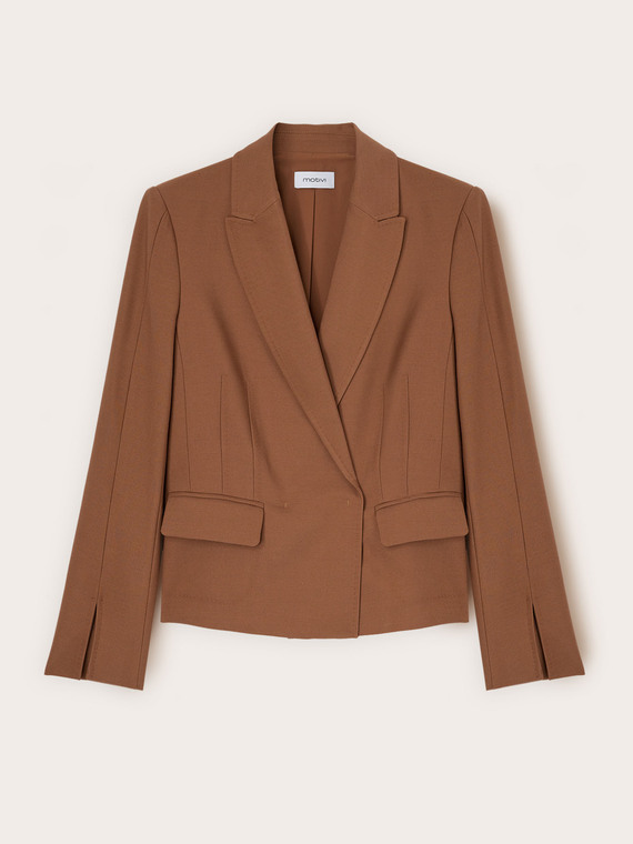Blazer with slit at sleeve hem