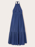 Long satin dress with frill image number 0