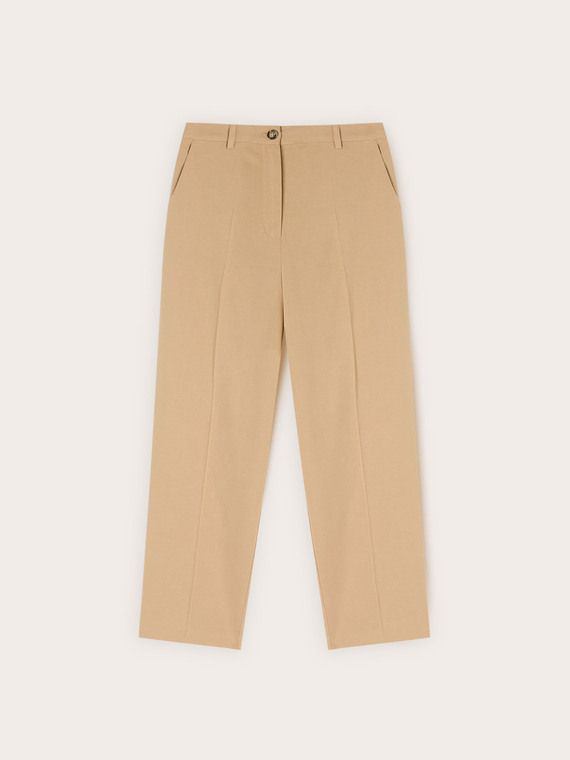 Regular fit linen and lyocell blend trousers