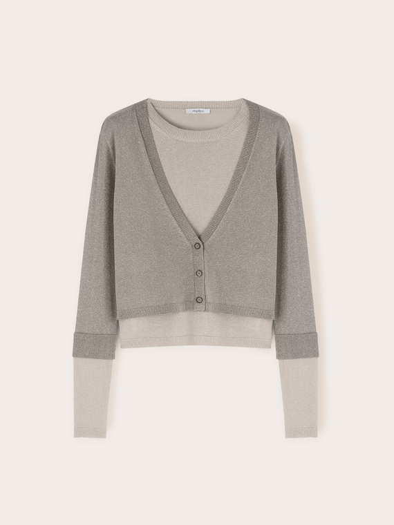 Pull en lurex fa&ccedil;on cardigan