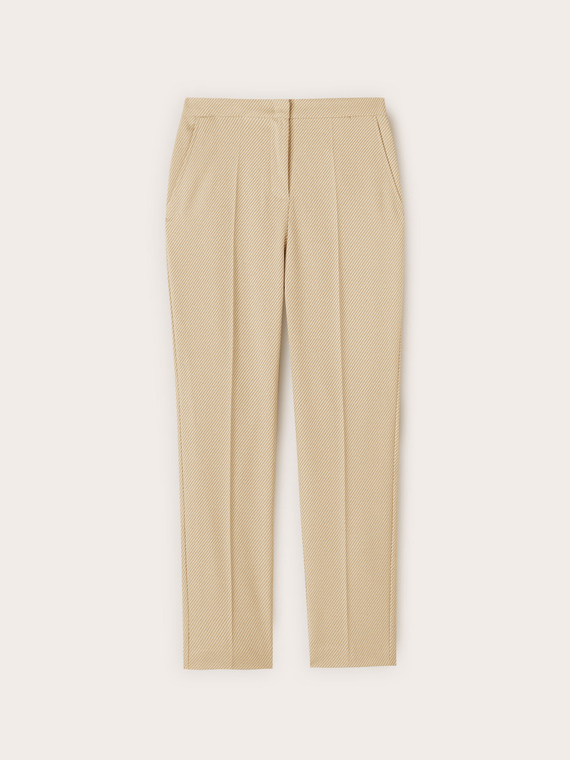 Regular fit yarn-dyed striped fabric trousers