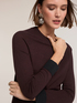 Wool-silk blend crewneck sweater with contrast cuffs image number 3