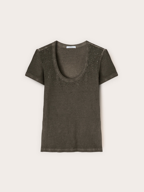 T-Shirt mit Strassapplikationen