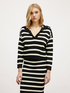 Striped jacquard sweater with collar image number 0