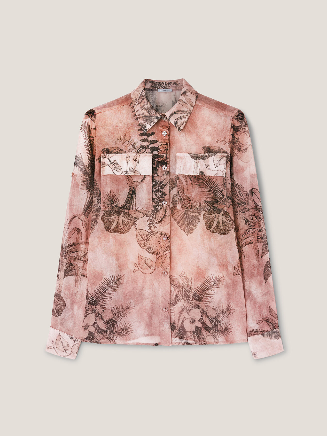 Hemdbluse in Georgette mit Bl&auml;ttermuster image number 3