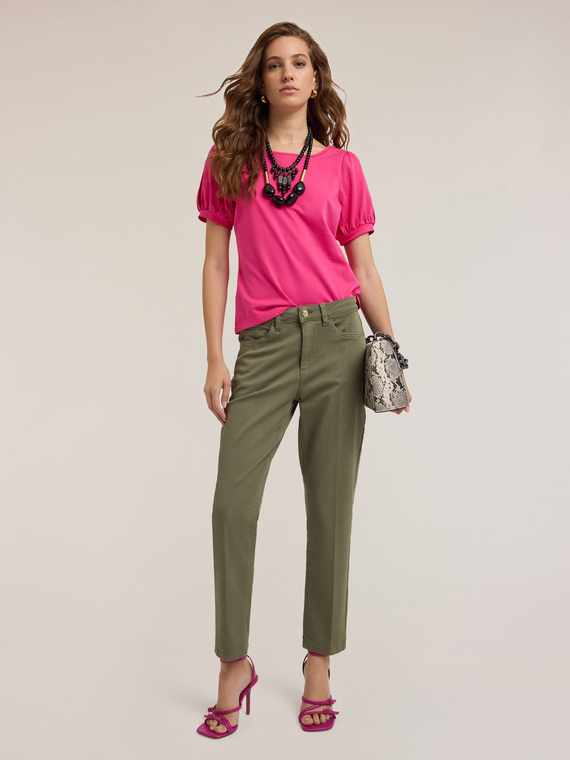 Motivi Pantaloni carrot Rianne in cotone Donna, Verde militare, Taglia 36