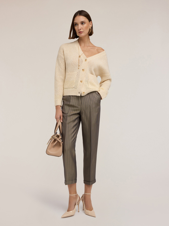 Cardigan mit Netzstrick