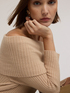 Off-shoulder ribbed viscose sweater image number 3