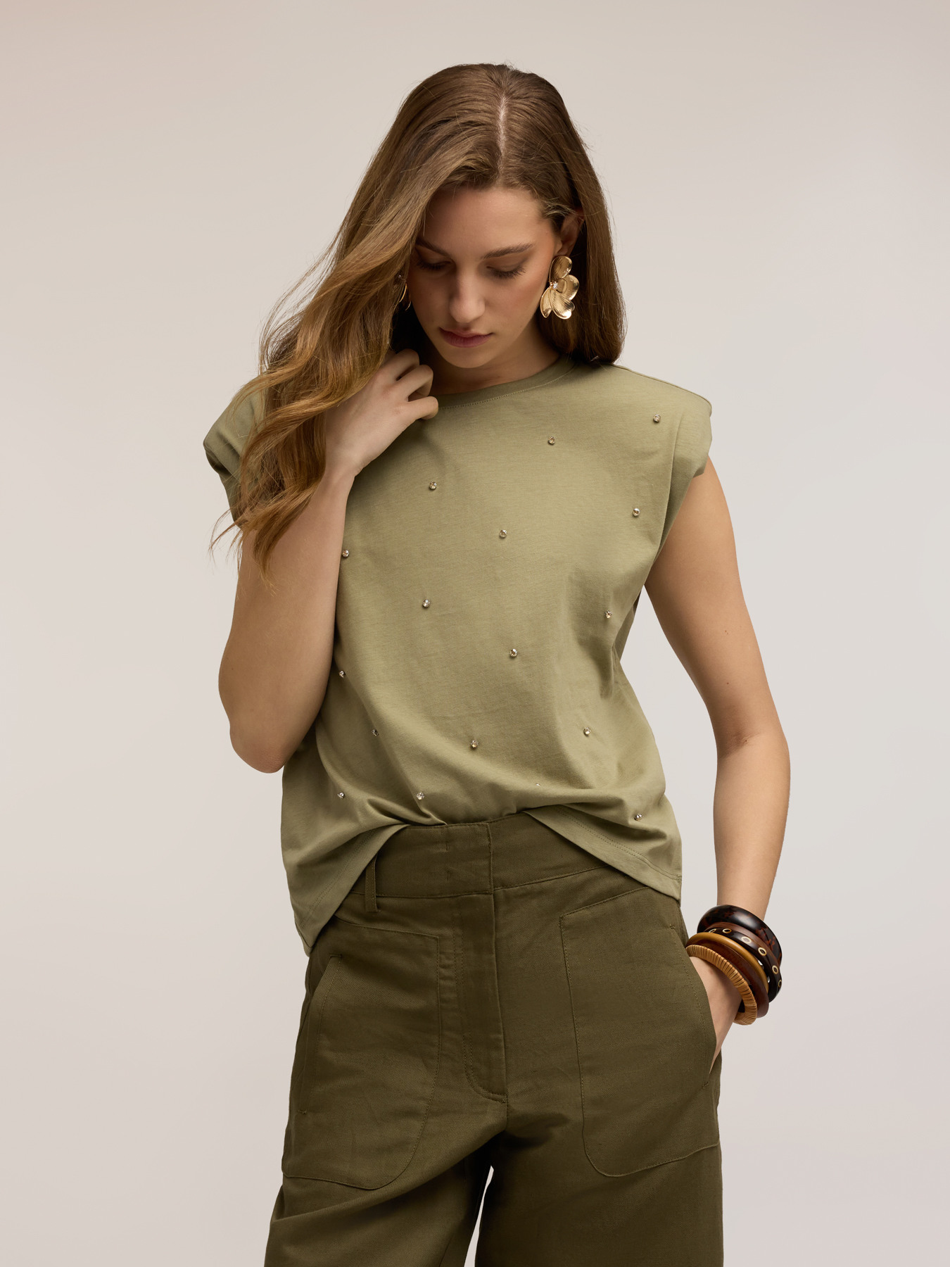 T-shirt with stone embellishments image number 2